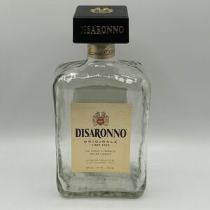 Disaronno Originale Italian Liqueur Empty Glass Bottle 750ml Square Decorative
